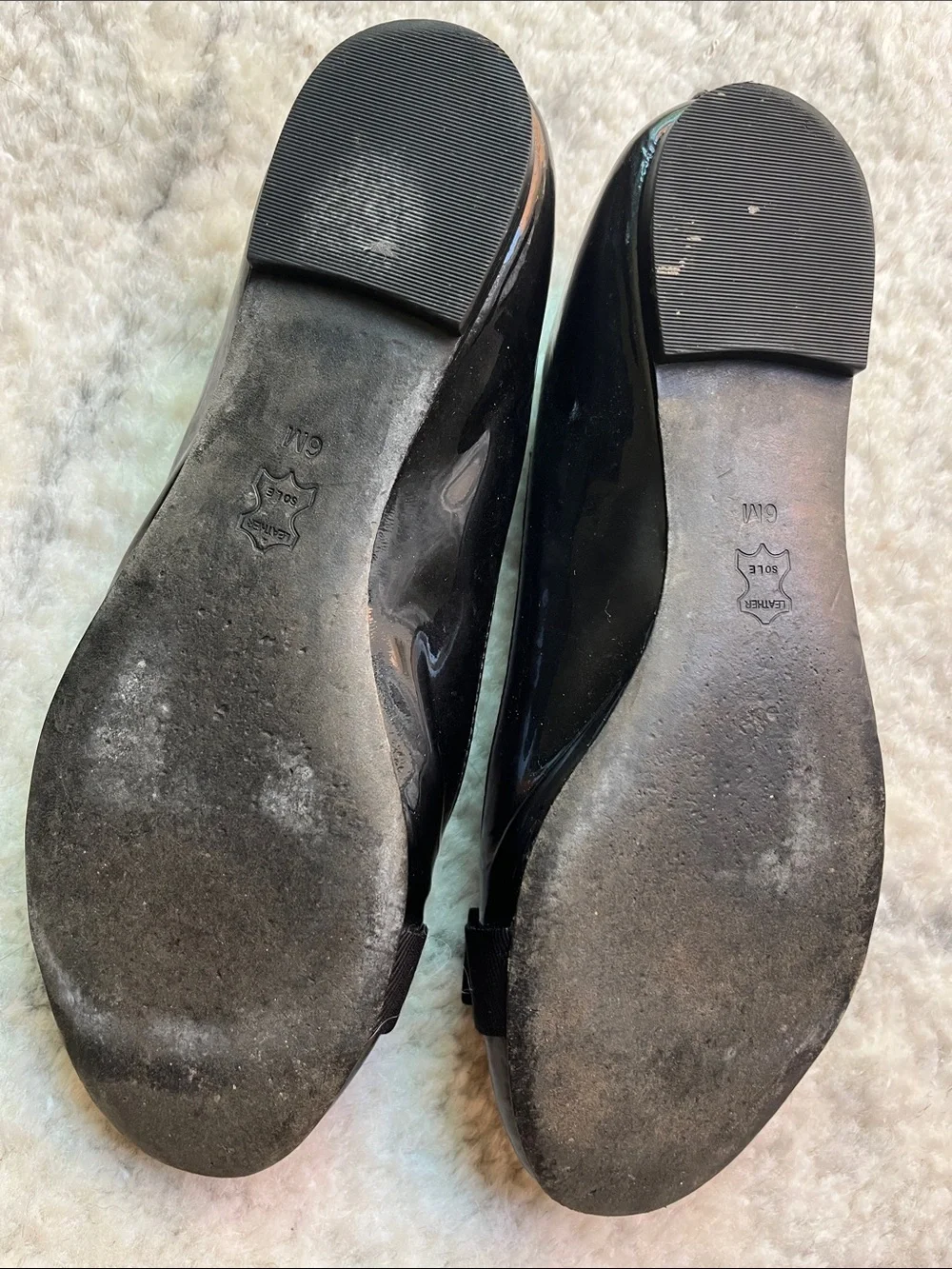 Tory Burch Black Patent Leather Bow Logo Flats